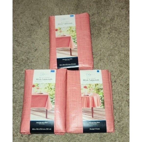 Tablecloth by Mainstay color Coral 70in round - Picture 3 of 3